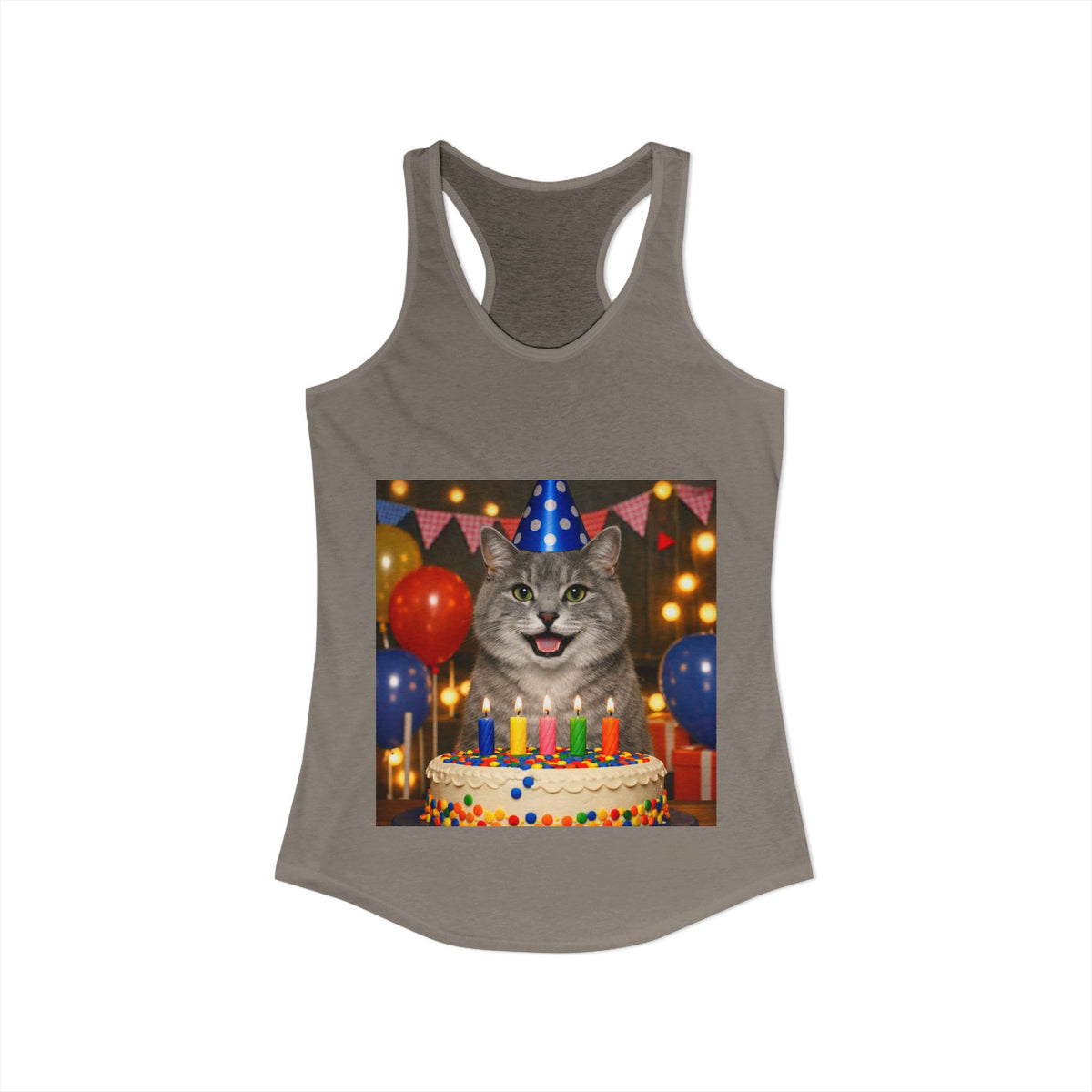 Birthday Buddy Cat Women's Racerback Tank