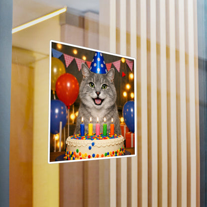 Birthday Buddy Cat Vinyl Decal