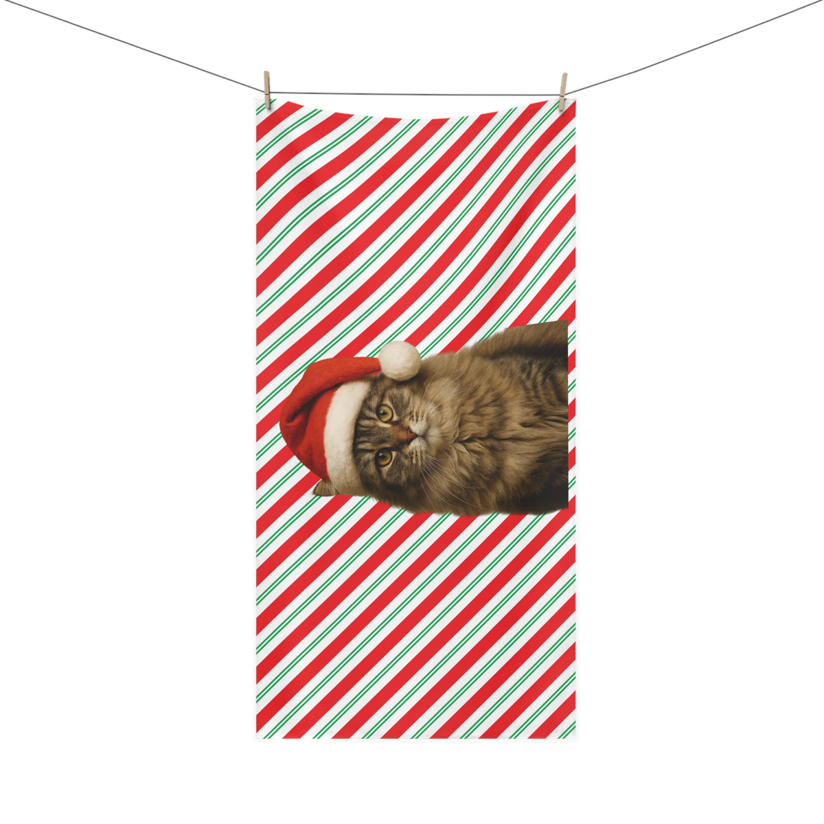 Santa Paws Cat Mink-Cotton  Beach Towel