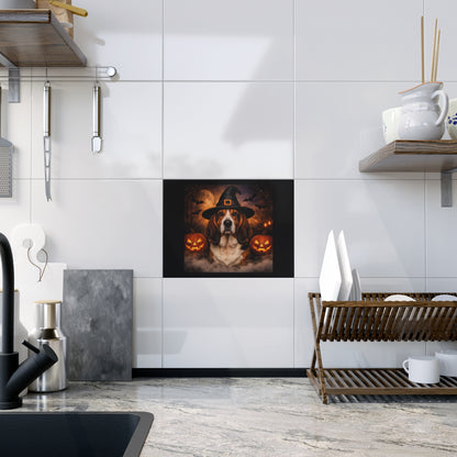 Witch Hat Pack Basset Ceramic Photo Tile