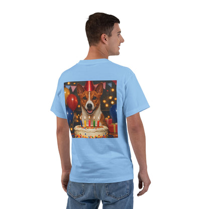Birthday Buddy Basenji Men's Short-Sleeve Crewneck Tee