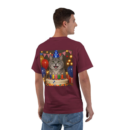 Birthday Buddy Cat Men's Short-Sleeve Crewneck Tee