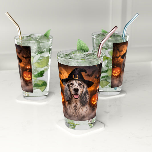 Witch Hat Pack English Setter Drinking Glass