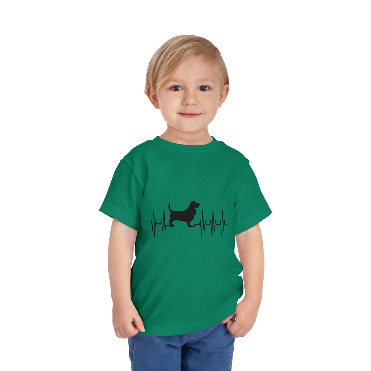 My Heart Beats For Bassets Toddler Unisex Short Sleeve Crewneck Tee