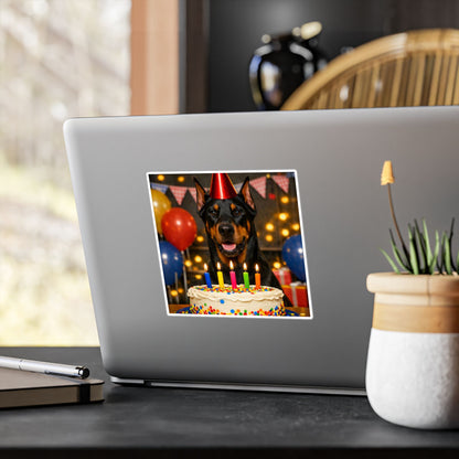 Birthday Buddy Doberman Vinyl Decal