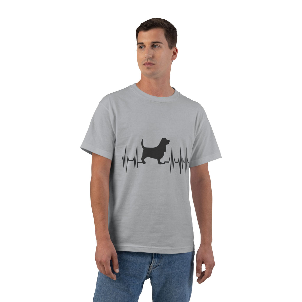 My Heart Beats For Bassets Men's Short-Sleeve Crewneck Tee