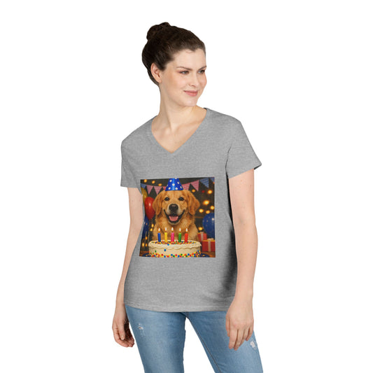 Birthday Buddy Golden Women's V-Neck Tee