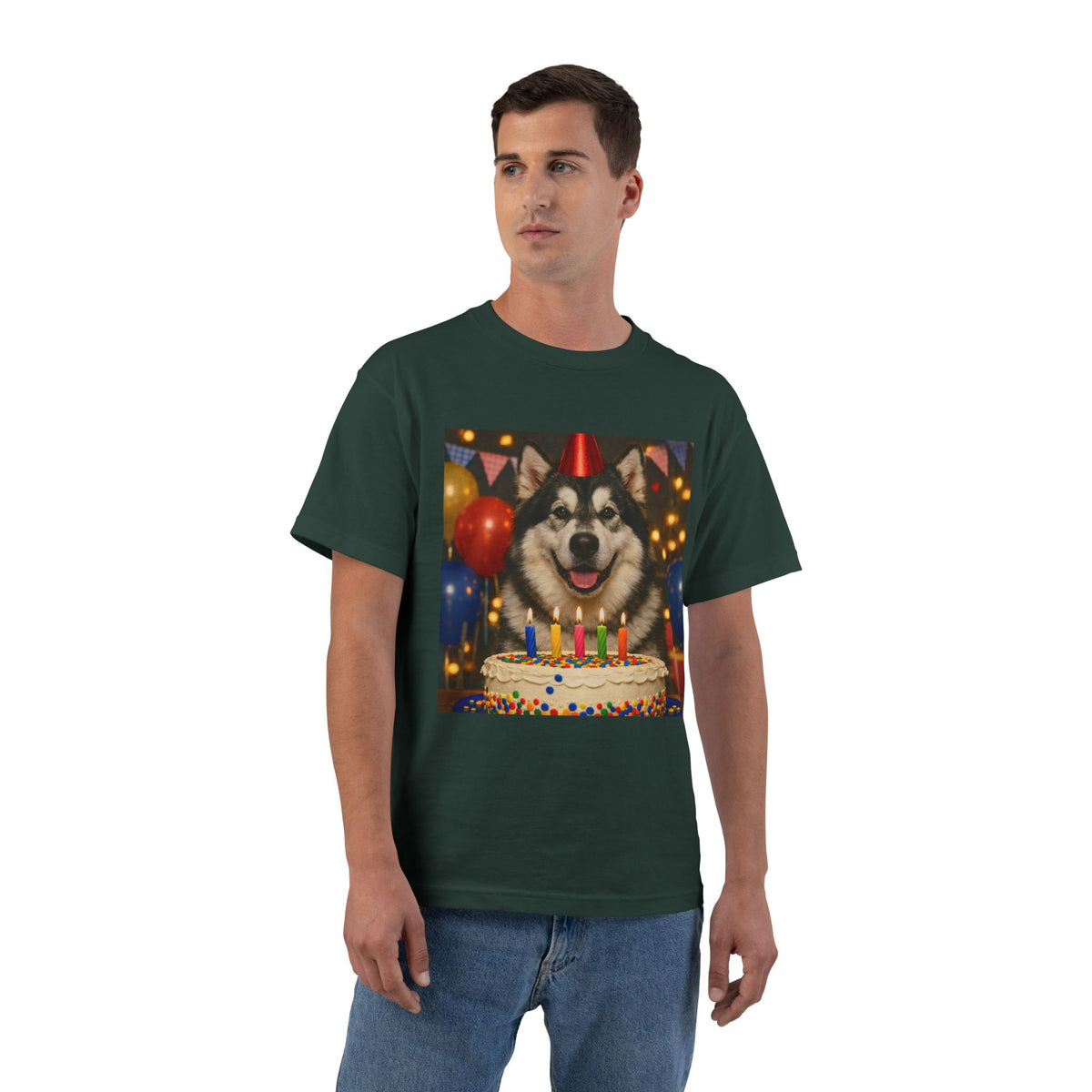 Birthday Buddy Malamute Men's Short-Sleeve Crewneck Tee