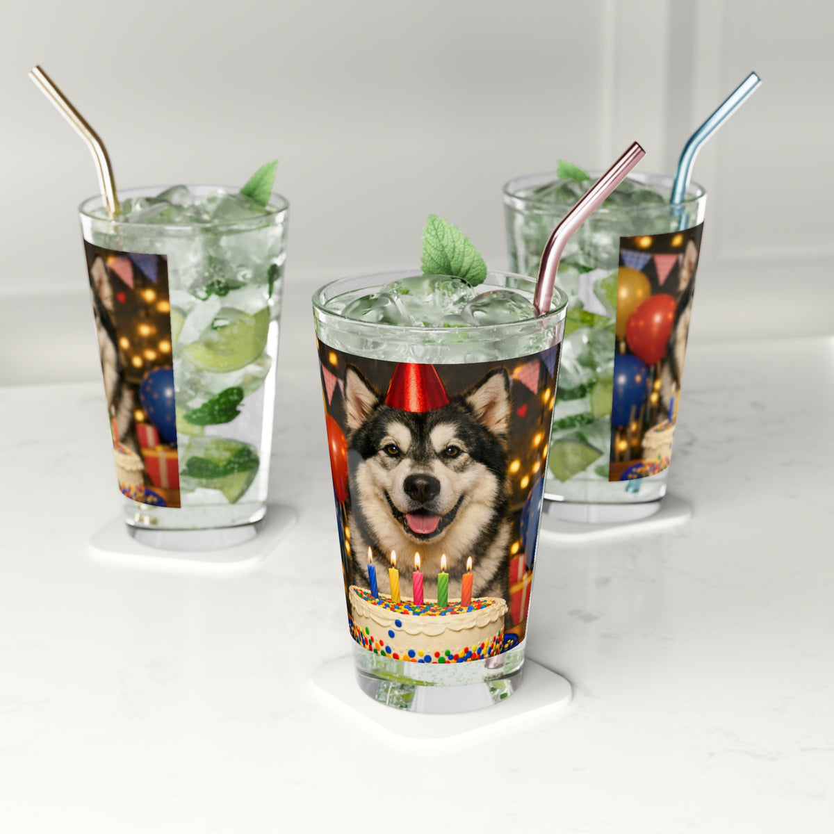 Birthday Buddy Malamute Drinking Glass