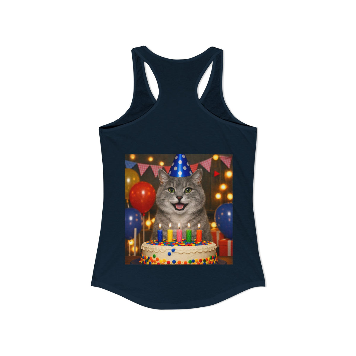 Birthday Buddy Cat Women's Racerback Tank