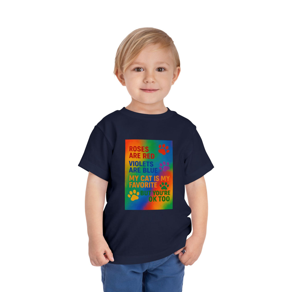 Roses Are Red Cat Toddler Unisex Short Sleeve Crewneck Tee