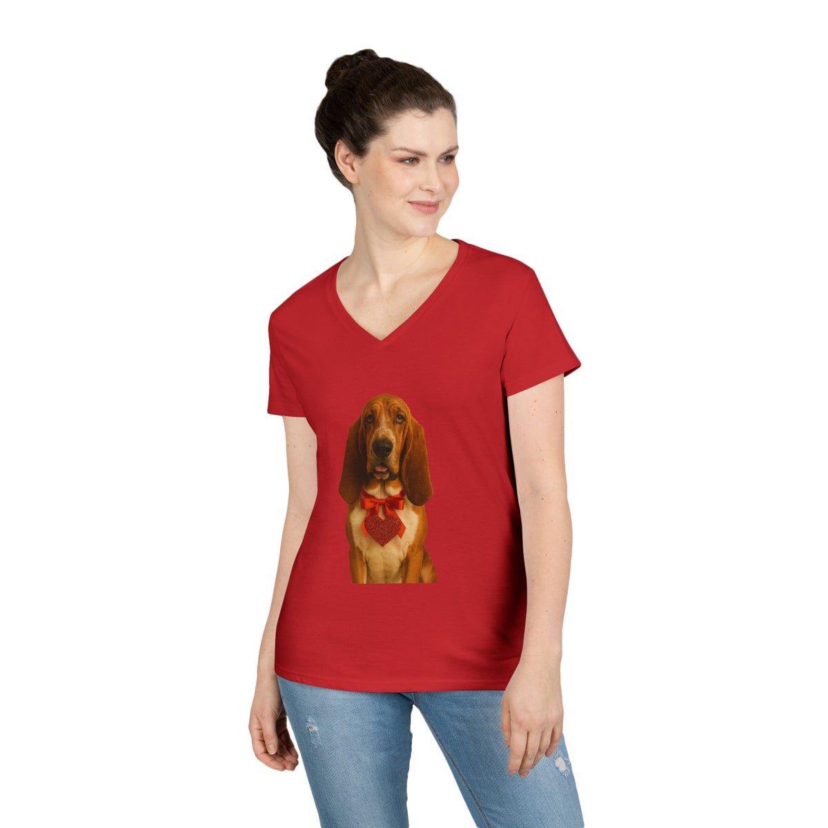 Cupid's Companion Basset Women's V-Neck Tee