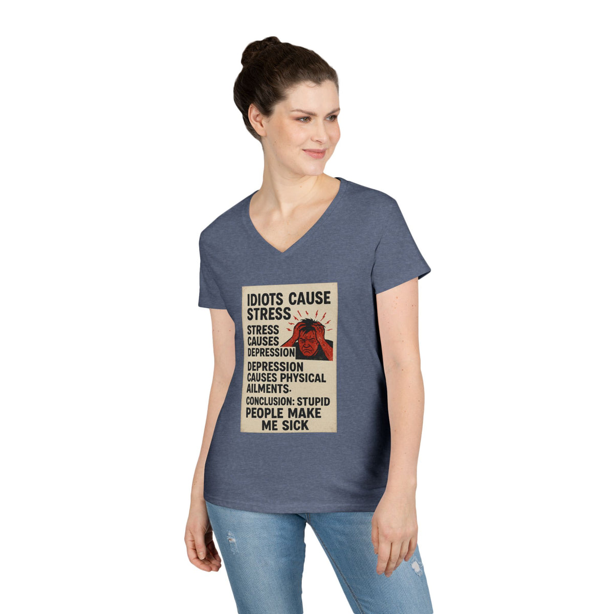 Stupid People Women's V-Neck Tee