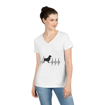 My Heart Beats For Bassets Women's V-Neck Tee