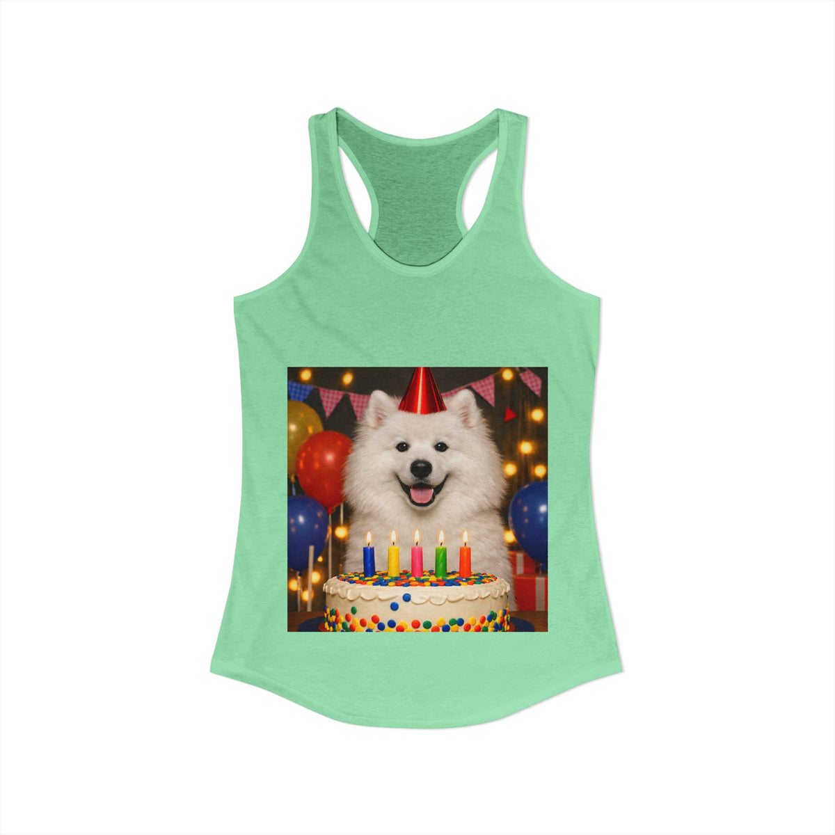 Birthday Buddy Samoyed Women's Racerback Tank