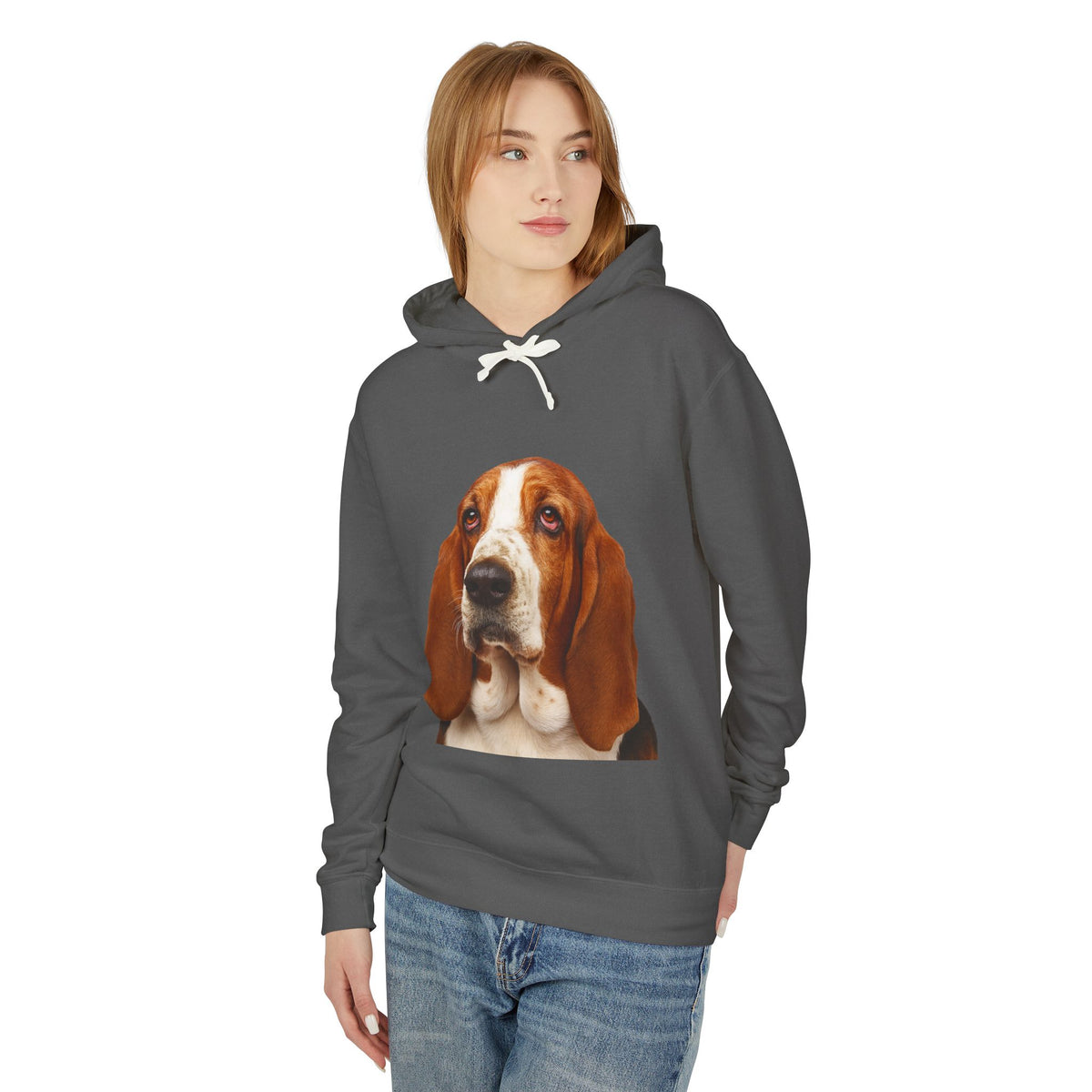 Basset Head Unisex Lightweight Hoodie