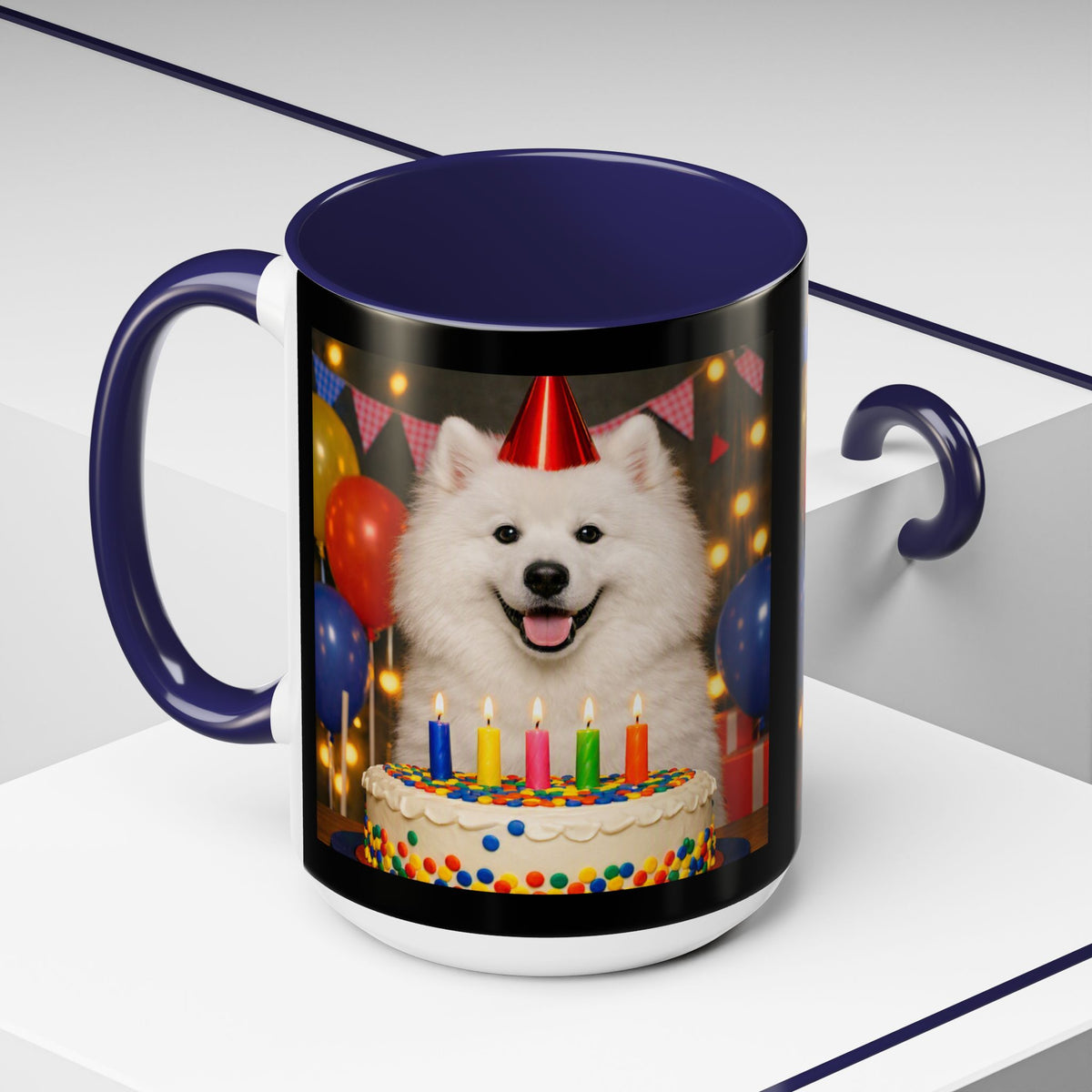 Birthday Buddy Samoyed 2-Tone Coffee Mug