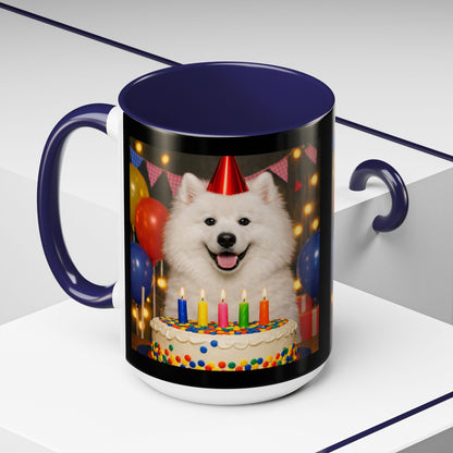 Birthday Buddy Samoyed 2-Tone Coffee Mug