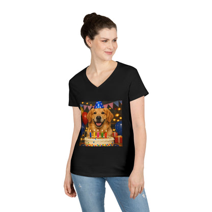 Birthday Buddy Golden Women's V-Neck Tee