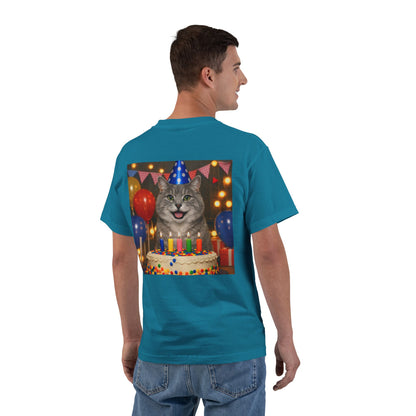 Birthday Buddy Cat Men's Short-Sleeve Crewneck Tee