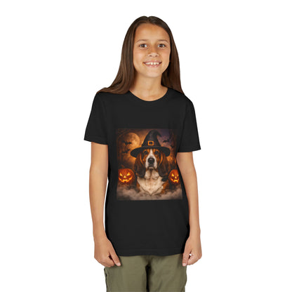 Witch Hat Pack Basset Youth Unisex Short Sleeve Crewneck Tee