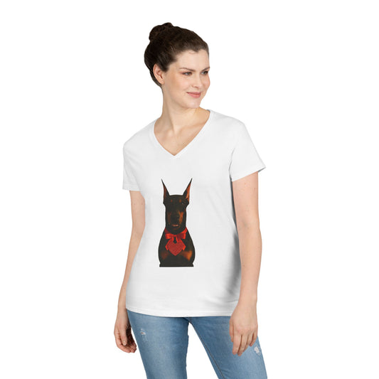 Cupid's Companion Doberman Women's V-Neck Tee