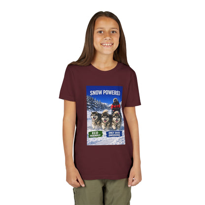 Snow Powered Youth Unisex Short Sleeve Crewneck Tee