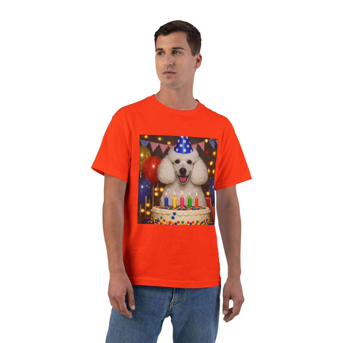 Birthday Buddy Poodle Men's Short-Sleeve Crewneck Tee