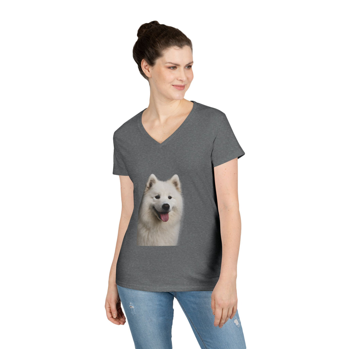 Samoyed Head Women's V-Neck Tee
