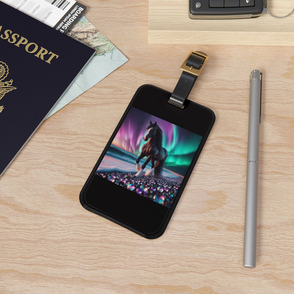 Midnight Magic Leather Strap Luggage Tag