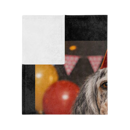 Birthday Buddy English Setter Velveteen Microfiber Blanket