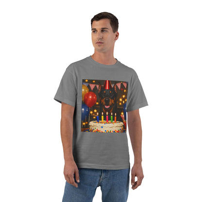Birthday Buddy Doberman Men's Short-Sleeve Crewneck Tee