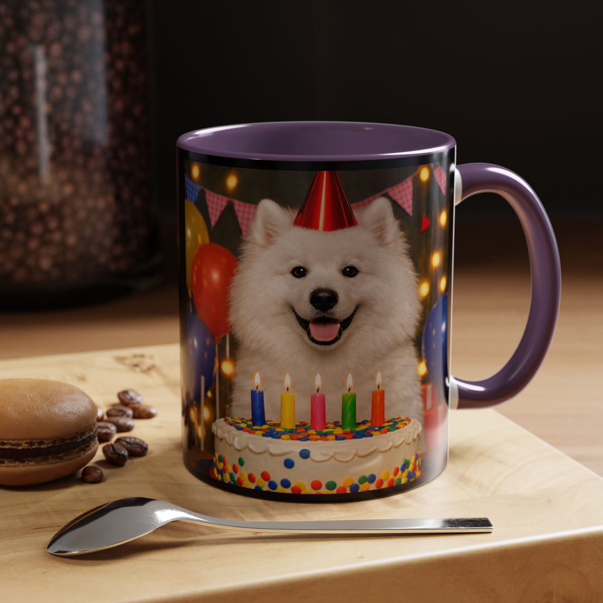 Birthday Buddy Samoyed 2-Tone Coffee Mug