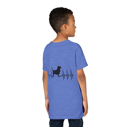 My Heart Beats For Bassets Youth Unisex Short Sleeve Crewneck Tee