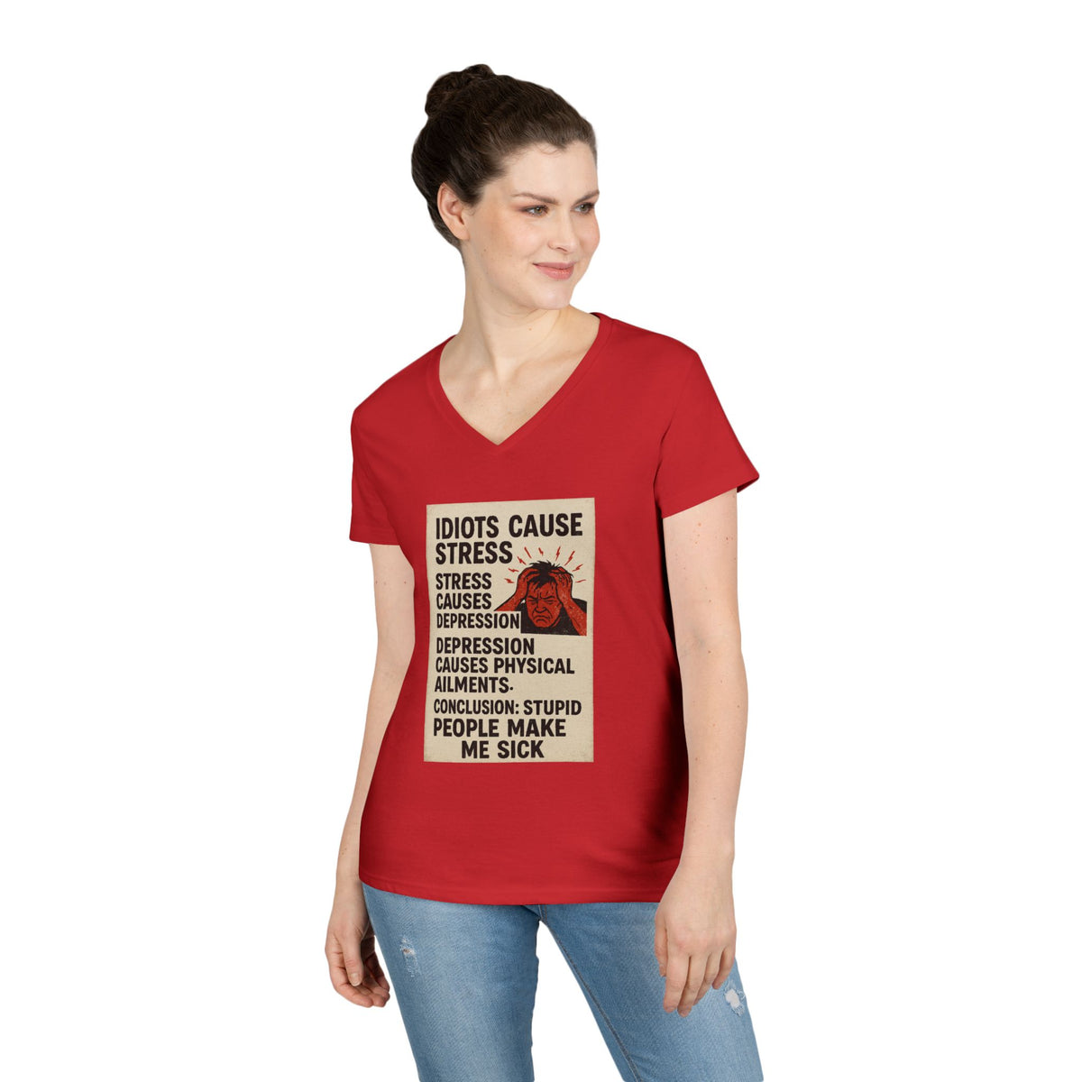 Stupid People Women's V-Neck Tee
