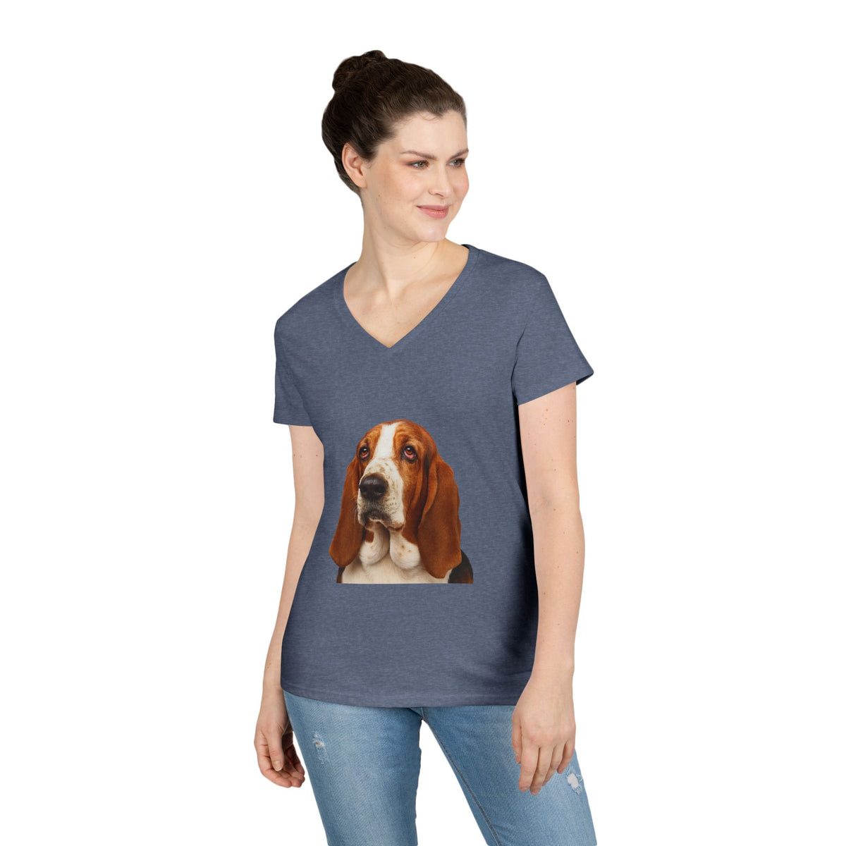 Basset Head Women's V-Neck Tee