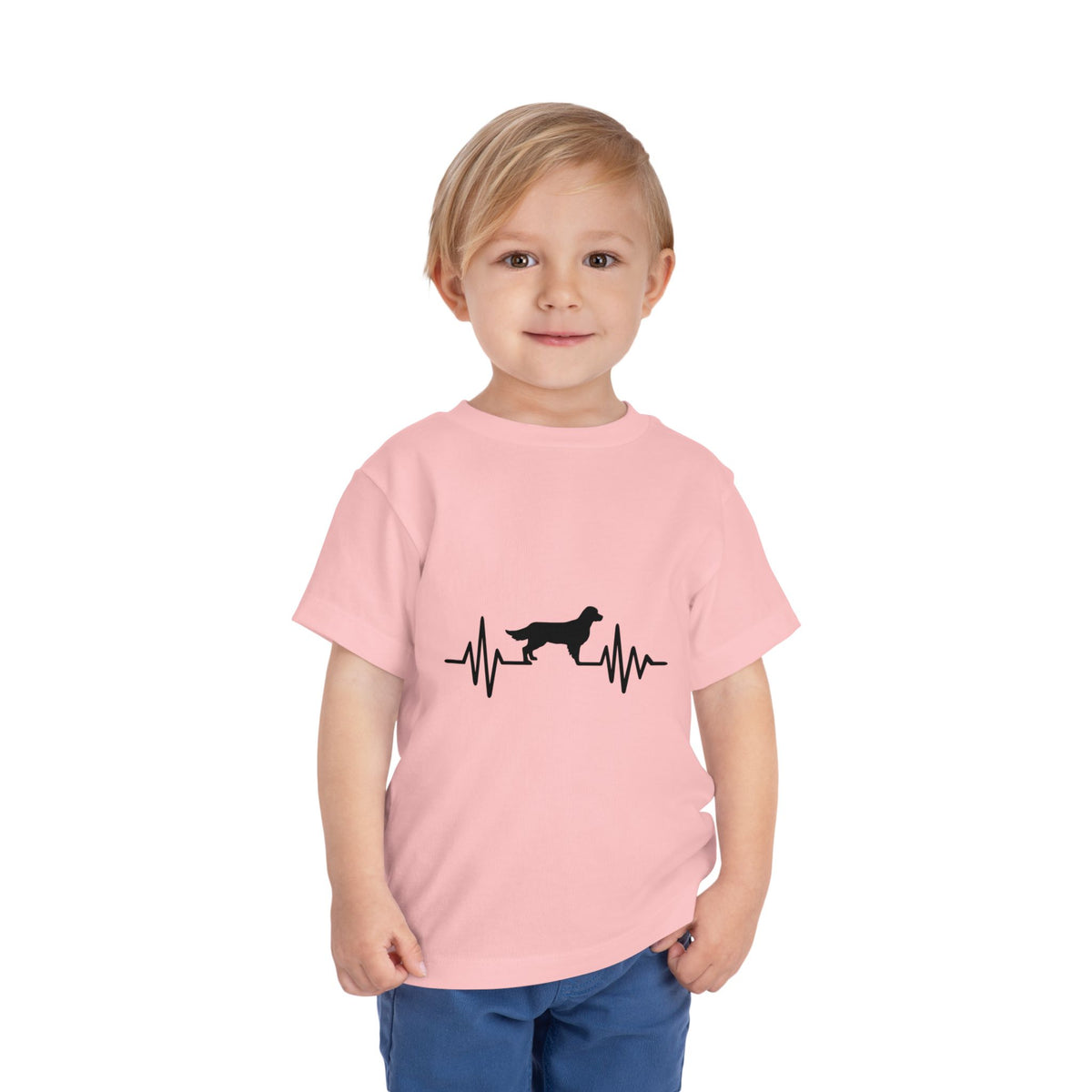My Heart Beats For Goldens Toddler Unisex Short Sleeve Crewneck Tee