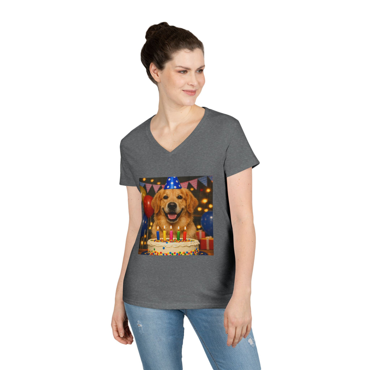 Birthday Buddy Golden Women's V-Neck Tee
