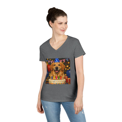 Birthday Buddy Golden Women's V-Neck Tee