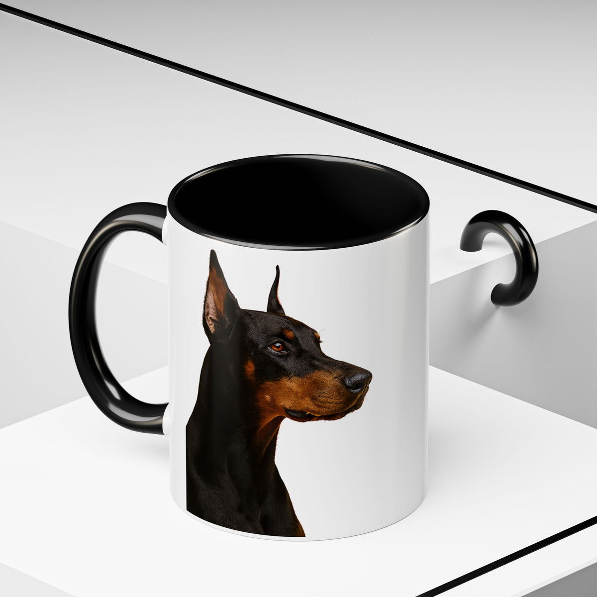 Doberman Head 2-Tone Coffee Mug