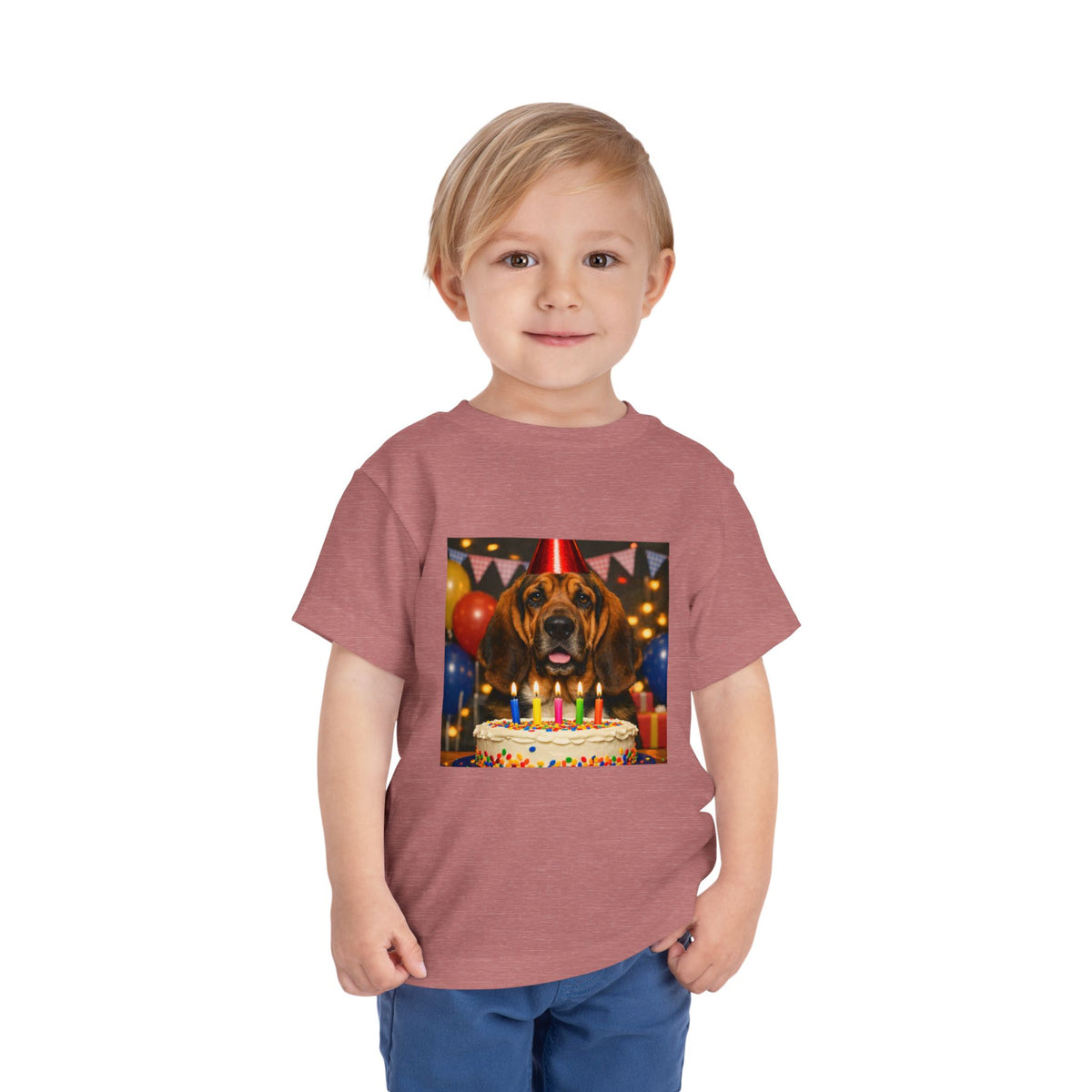 Birthday Buddy Bloodhound Toddler Unisex Short Sleeve Crewneck Tee