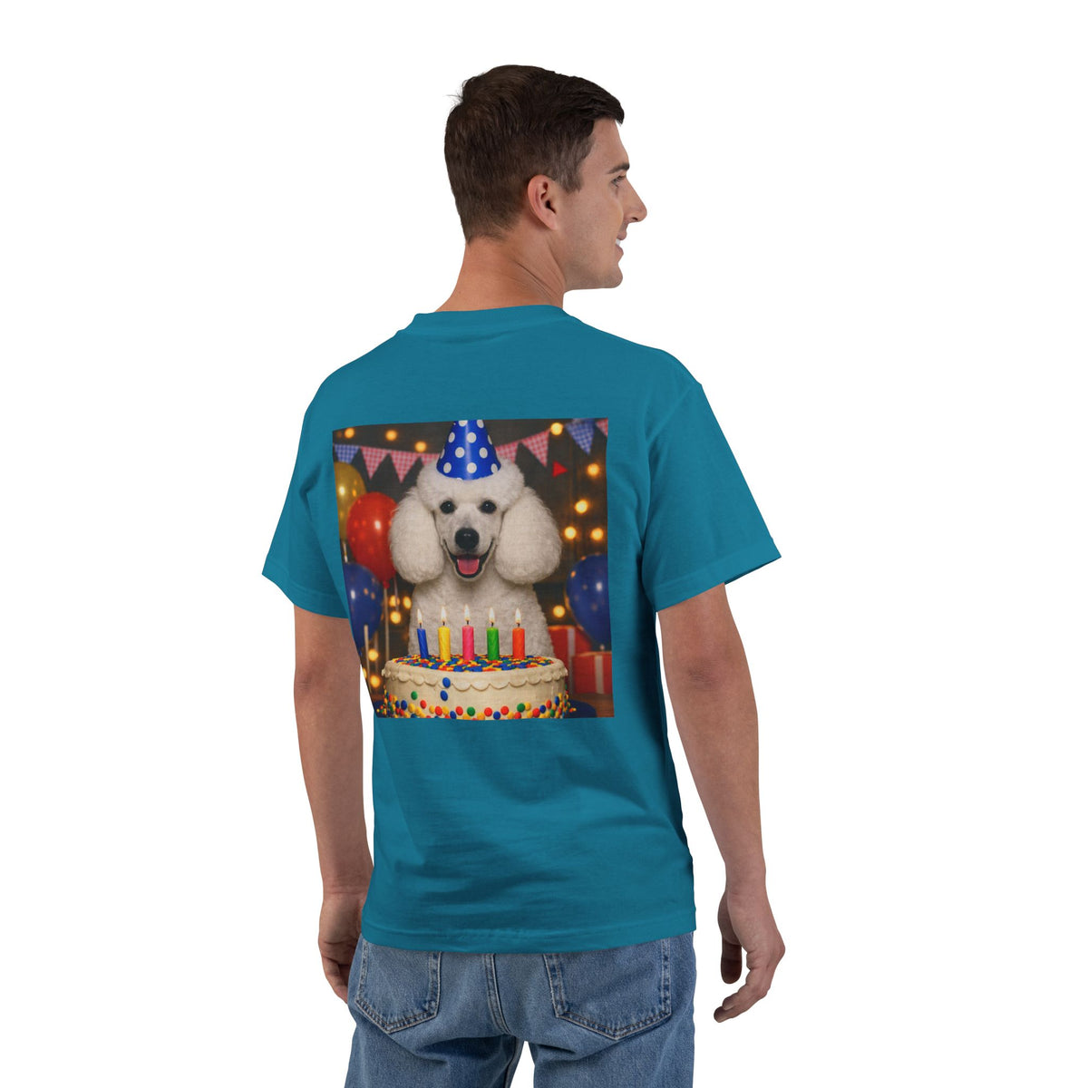 Birthday Buddy Poodle Men's Short-Sleeve Crewneck Tee