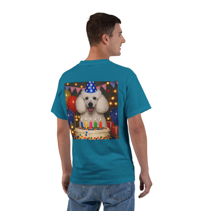 Birthday Buddy Poodle Men's Short-Sleeve Crewneck Tee