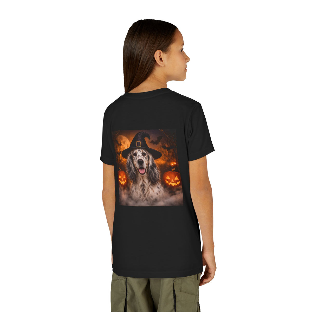 Witch Hat Pack English Setter Youth Unisex Short Sleeve Crewneck Tee