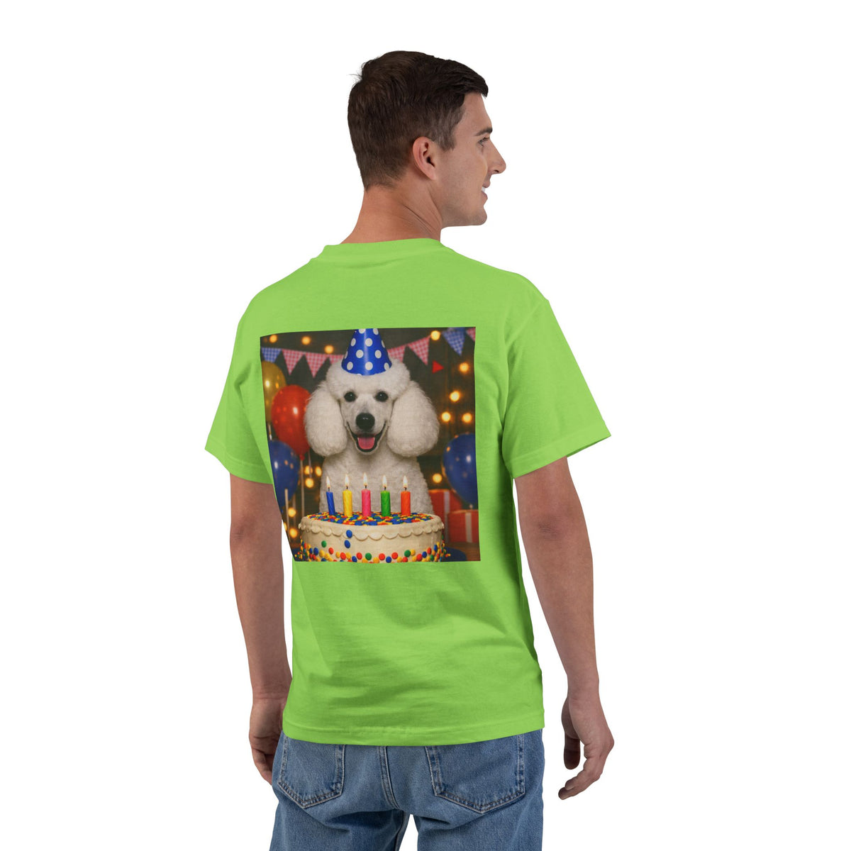 Birthday Buddy Poodle Men's Short-Sleeve Crewneck Tee