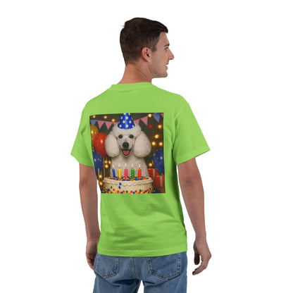 Birthday Buddy Poodle Men's Short-Sleeve Crewneck Tee