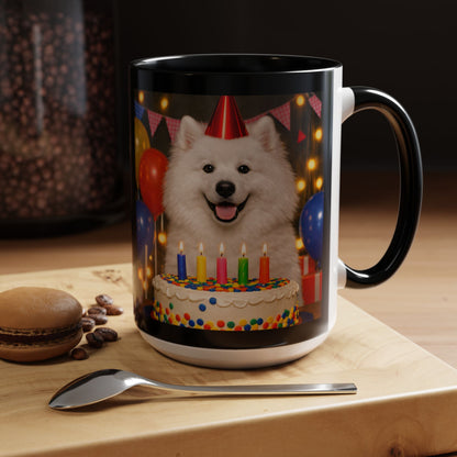 Birthday Buddy Samoyed 2-Tone Coffee Mug