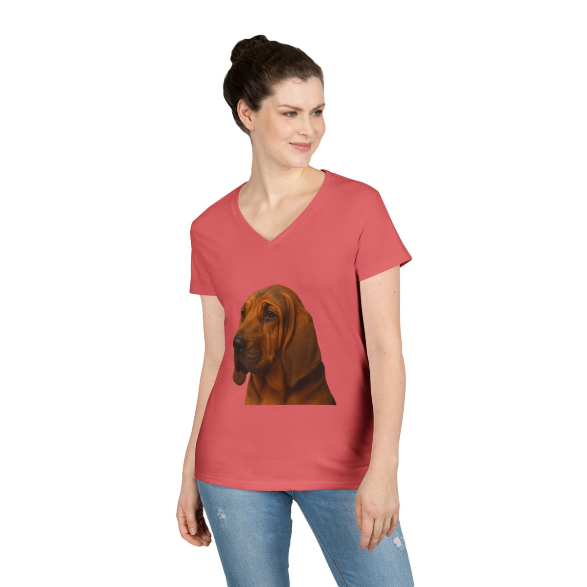 Bloodhound Head Women's V-Neck Tee