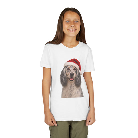 Santa Paws English Setter Youth Unisex Short Sleeve Crewneck Tee