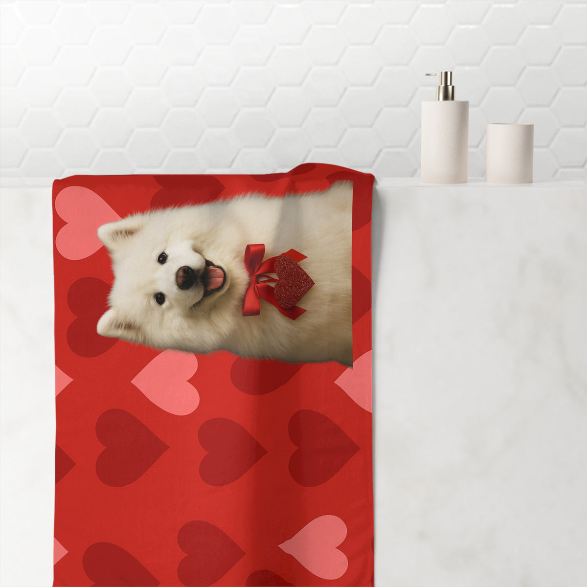Cupid's Companion Samoyed Mink-Cotton  Beach Towel
